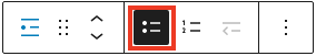 The List Block unordered list option in the Toolbar.