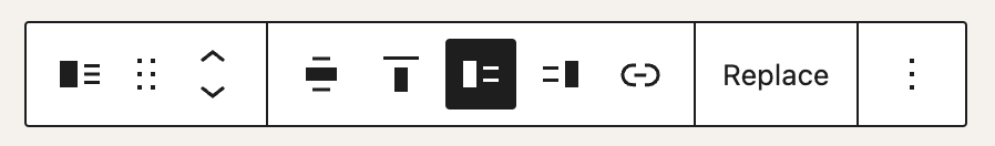 Block toolbar for the media & text block.
