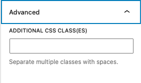 Advanced tab with additional CSS