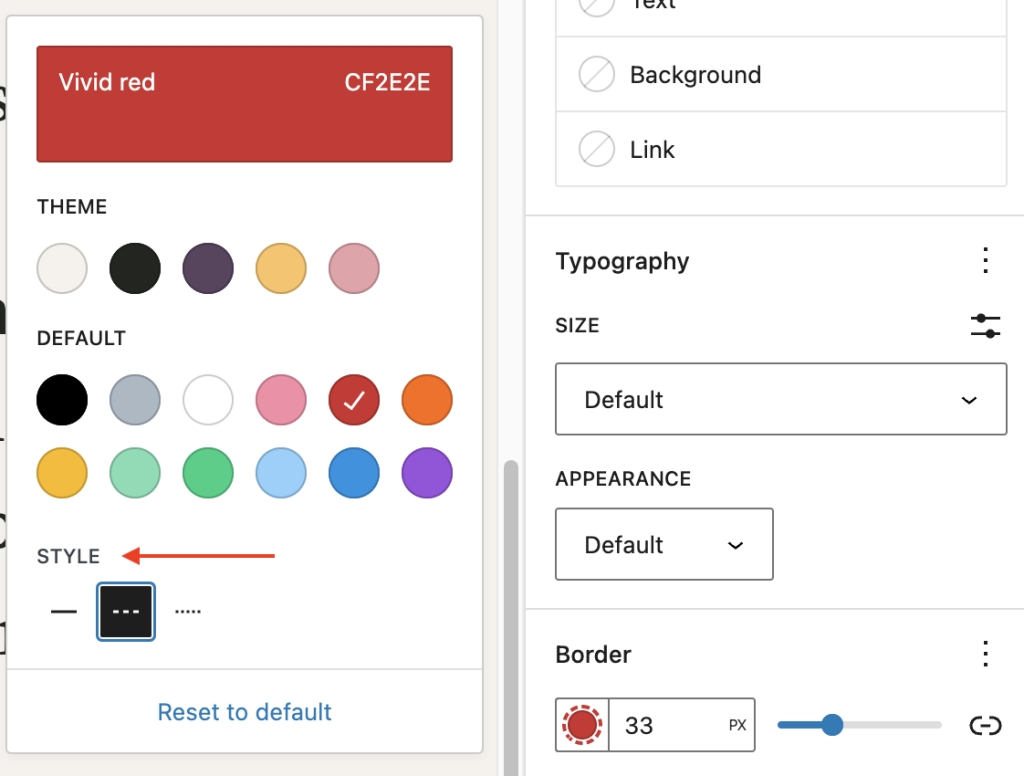 Changing the border style