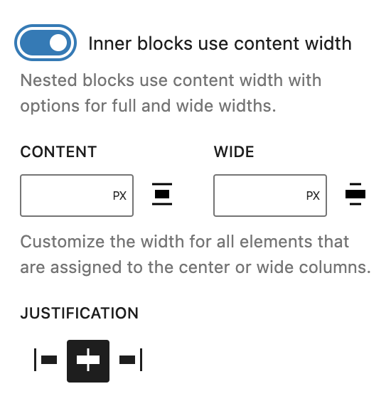 Toggle on the option- Inner blocks use content width