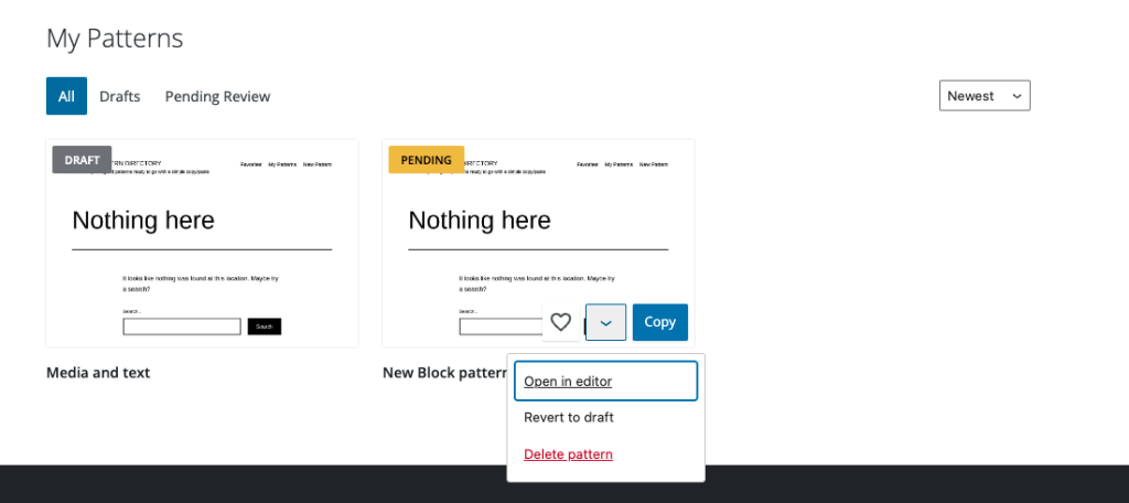 More options in the Pattern