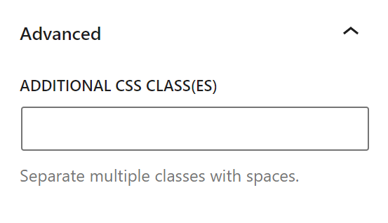 CSS class(es) option in the row block settings