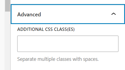 Advanced option in the selected Block