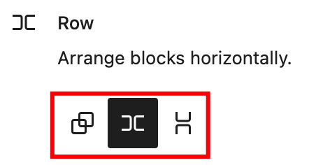 Group and Stack block options for the row block