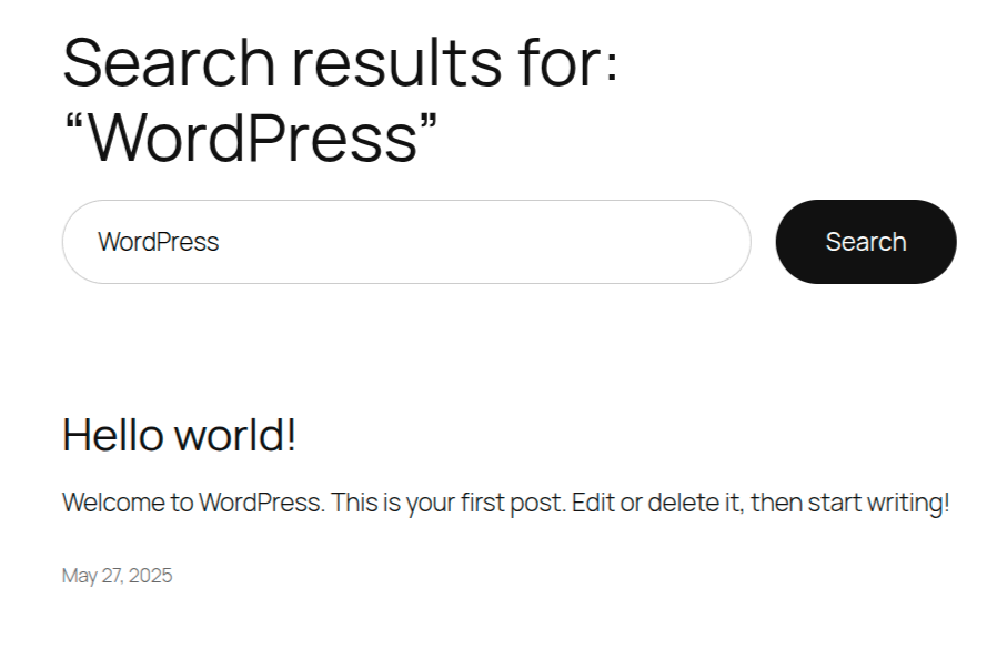 Search page results when using "Search Results Title" block