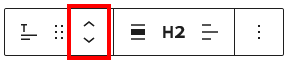 Block Toolbar for the post title block with an emphasis on the "move arrows" to move the block