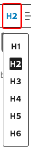 Block Toolbar for the post title block with an emphasis on the "change heading level" button