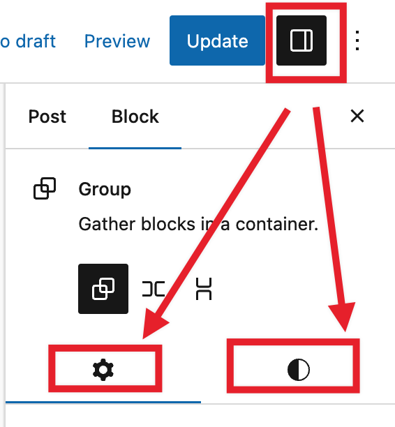 Block settings and styles