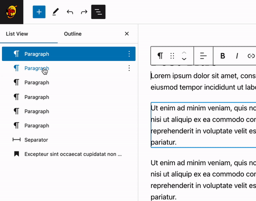 Selecting multiple blocks on the list view