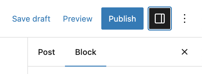 The block settings can be found in the sidebar.
