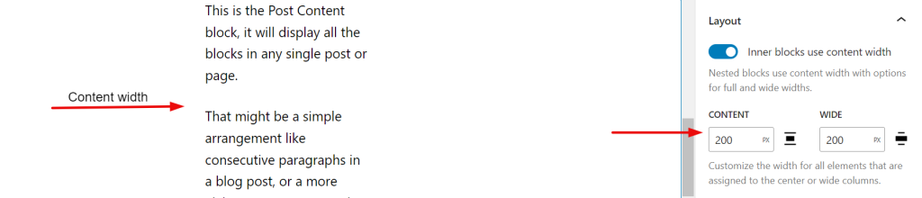 Setting content width for Content block