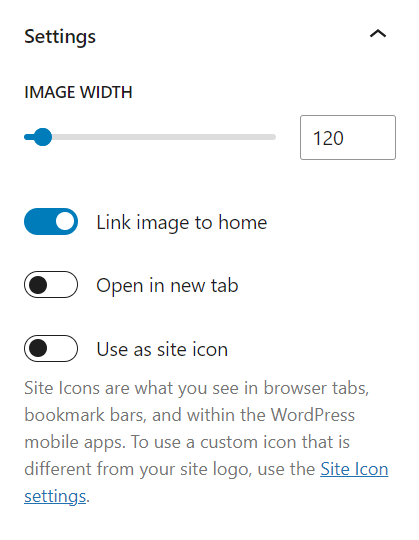 The block settings options
