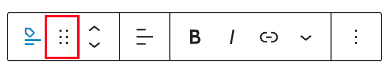 Drag icon in the Tags block