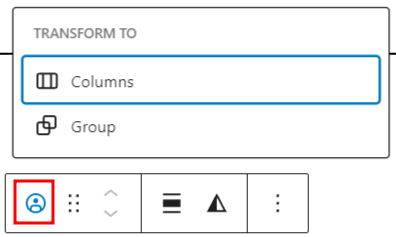 The transform options for the avatar block