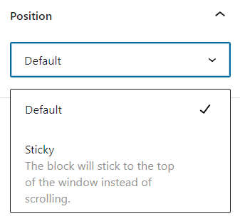 The position settings for stack block