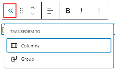 Previous post block transform options