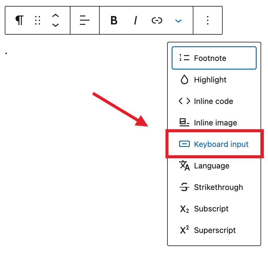The keyboard input option changes the font family of the text to distinguish it from other text content.