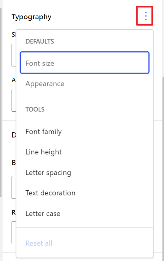 Typography settings in the Verse block
