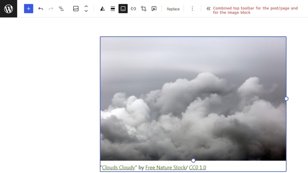 Block toolbar combined to the top toolbar