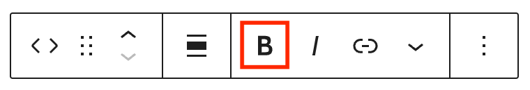 Code block toolbar with bold option highlighted