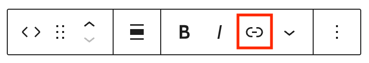 Code block toolbar with link option highlighted