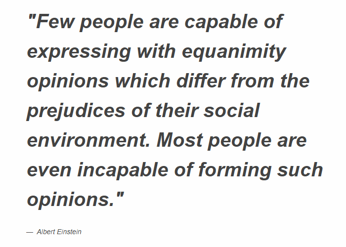 A quote with bold text in a dark grey text color. Below the quote is a cite that is in italic and uses a thinner font weight.