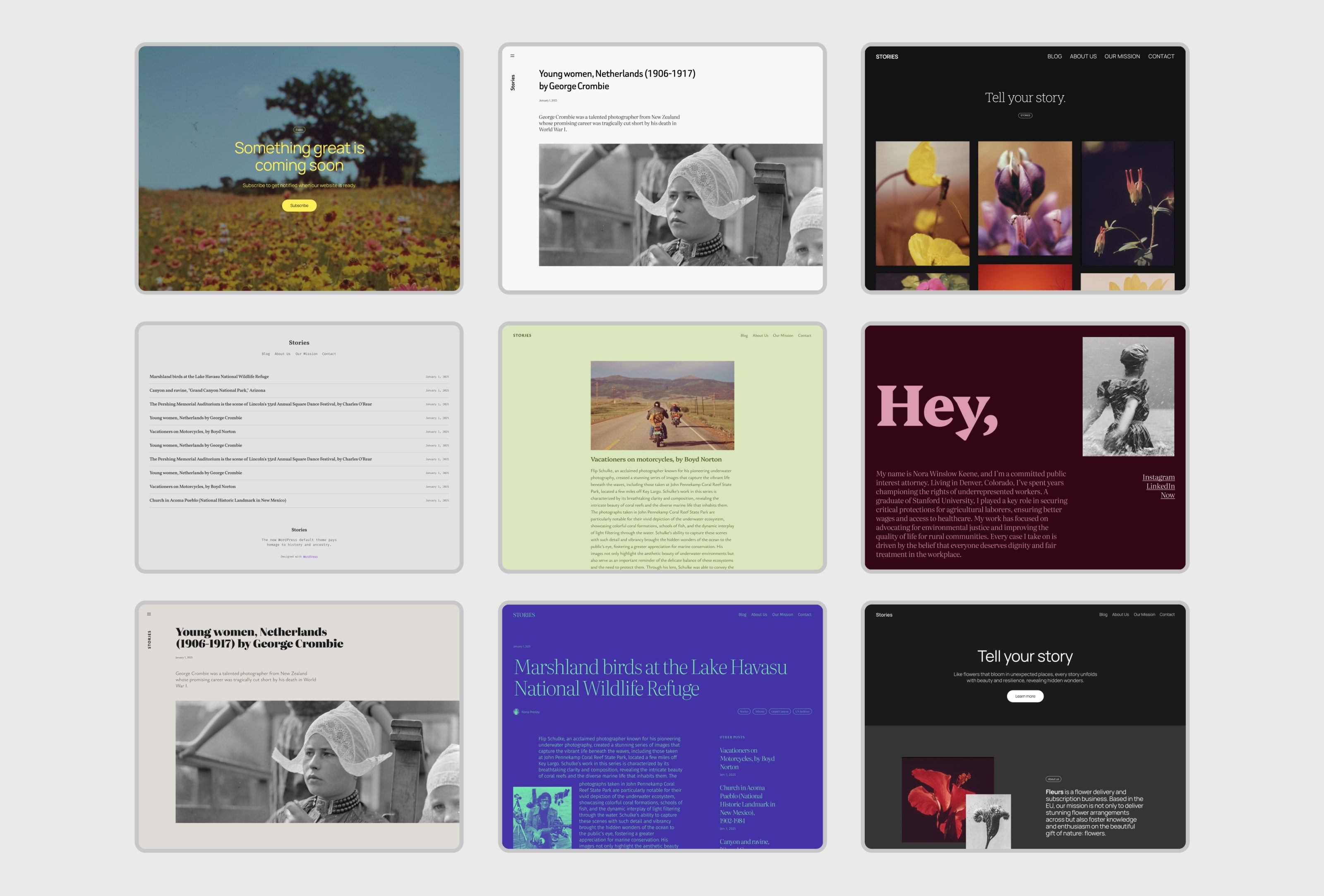 Preview of the featured style variations in Twenty Twenty-Five.