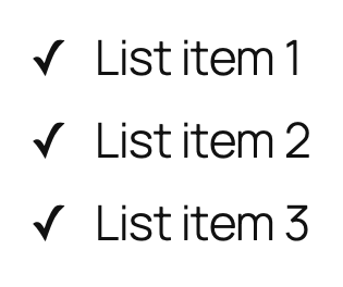 A preview of the custom style for the list block, where the bullets are replaced with checkmarks.